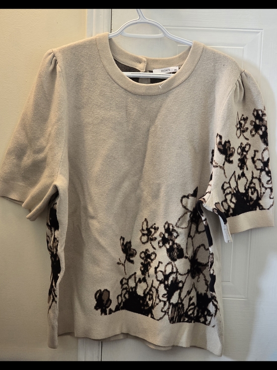 Ricki's Tops - Ricki's Beige Knit Top with Black Floral Accent